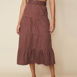 Anthropologie Faithful the Brand Farida Midi Skirt Bonnie Dot Print